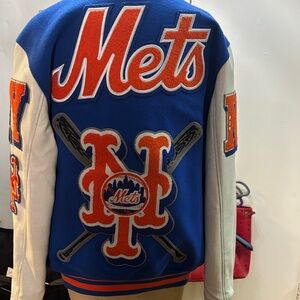 Blue and White Mets Varsity Jacket
